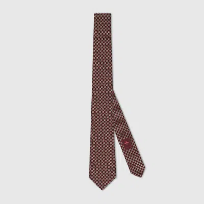 Gucci Horsebit Silk Jacquard Tie In Red