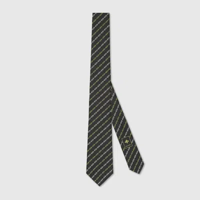 Gucci Horsebit Silk Jacquard Tie In Green
