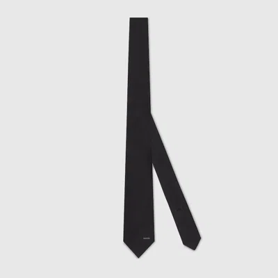 Gucci Textured Fabric Slim Tie Menswear Accessory In Black