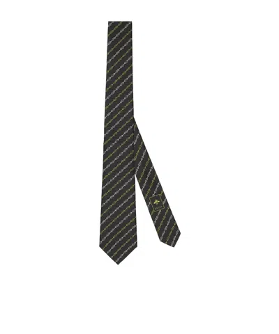 Gucci Horsebit Silk Jacquard Tie In Gray