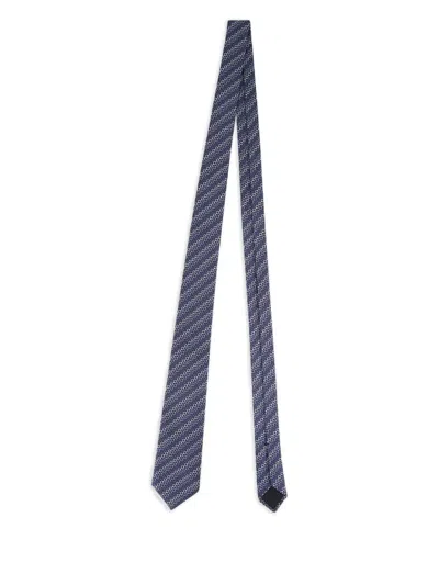 Gucci Horsebit Silk Jacquard Tie In Blue