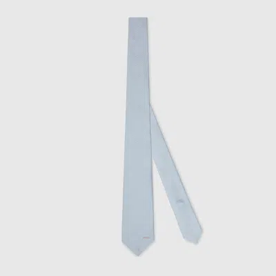 Gucci Horsebit Silk Jacquard Tie In Blue