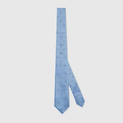 Gucci Horsebit Silk Jacquard Tie In Gray