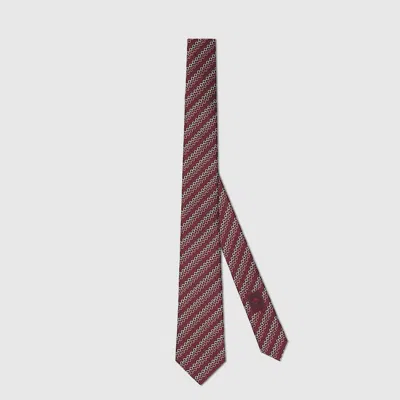 Gucci Horsebit Silk Jacquard Tie In Red