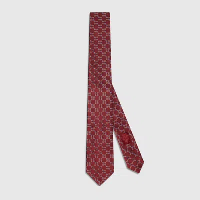 Gucci Horsebit Silk Jacquard Tie In Brown
