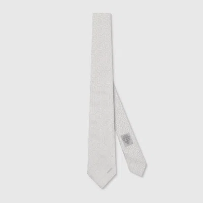 Gucci Horsebit Silk Jacquard Tie In White