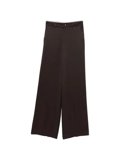 Gucci Hose Aus Seidenjacquard Mit Horsebit-detail In Brown