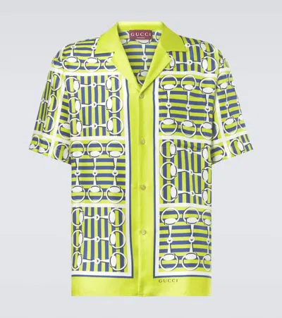 Gucci Horsebit Silk Twill Bowling Shirt
