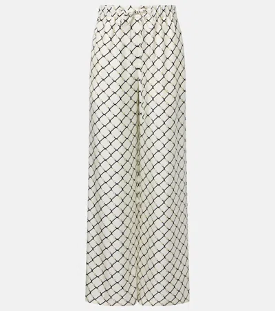 Gucci Horsebit Silk Twill Wide-leg Pants In White