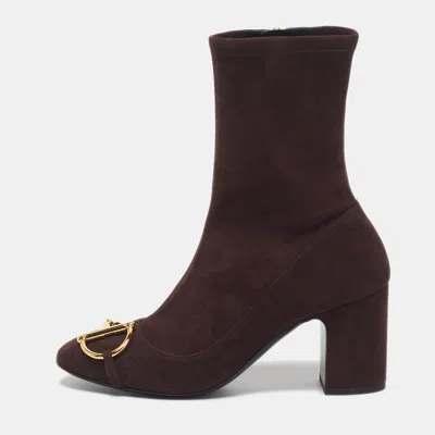 Pre-owned Gucci Horsebit Size 37 Brown Suede Ankle Length Boots