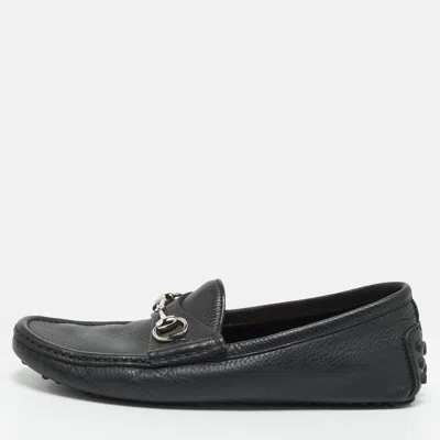 Pre-owned Gucci Horsebit Size 39.5 Black Leather Loafers