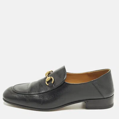 Pre-owned Gucci Horsebit Size 40 Black Leather Foldable Loafers