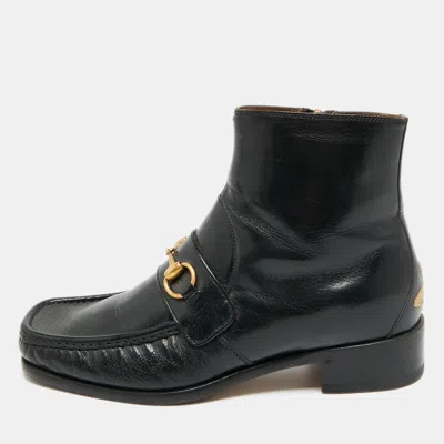 Pre-owned Gucci Horsebit Size 41 Black Leather Ankle Length Boots