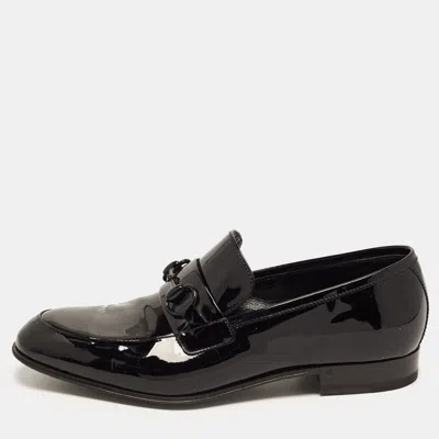 Pre-owned Gucci Horsebit Size 41 Black Patent Leather Penny Loafers