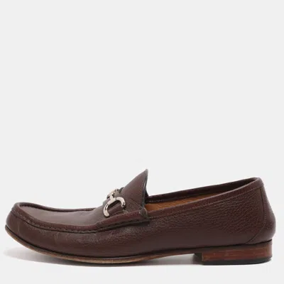 Pre-owned Gucci Horsebit Size 41.5 Brown Leather Loafers