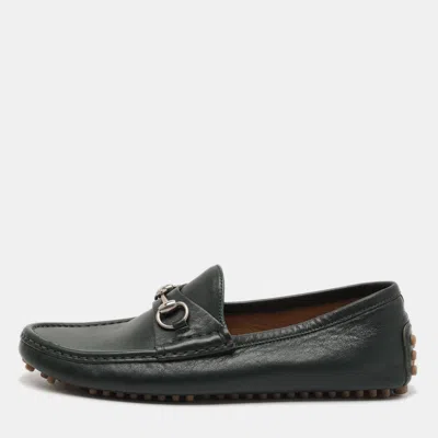Pre-owned Gucci Horsebit Size 41.5 Green Leather Loafers