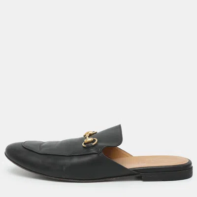 Pre-owned Gucci Horsebit Size 42 Black Leather Mules