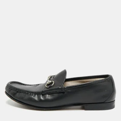 Pre-owned Gucci Horsebit Size 45 Black Leather Loafers