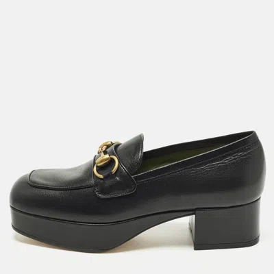 Pre-owned Gucci Horsebit Size Black Leather Loafers
