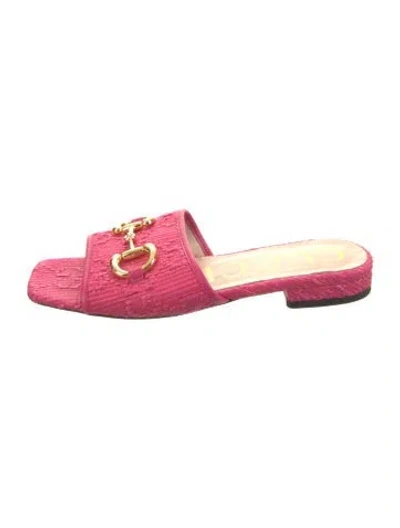 Pre-owned Gucci Horsebit Slide Sandals Horsebit Accent Slides In Pink