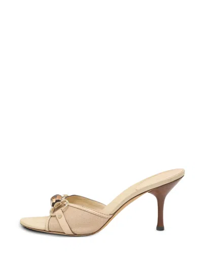 Pre-owned Gucci Horsebit Slide Sandals In Neutrals