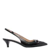 Gucci Horsebit Gg 45 Leather Slingback Pumps In Black