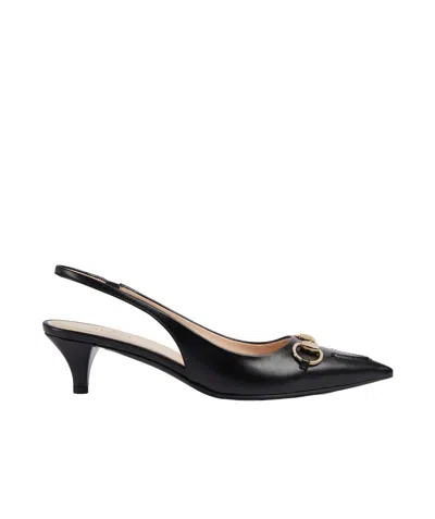 Gucci Horsebit Slingback Pumps In Black