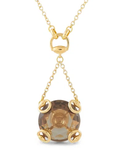 Pre-owned Gucci Horsebit Smoky-quartz Necklace In Gold