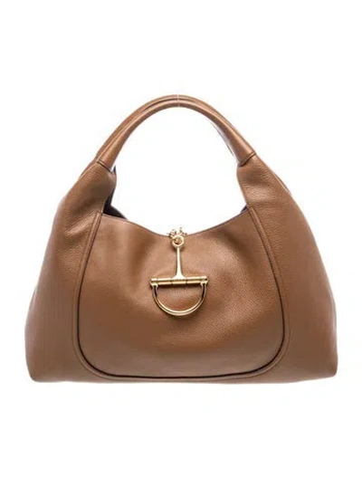 Pre-owned Gucci Horsebit Softbit Maxi In Brown