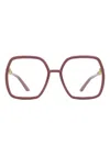 Gucci Horsebit Square-frame Glasses In Pink