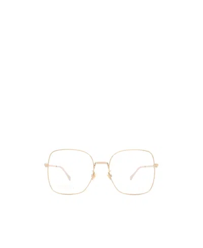 Gucci Logo-lettering Square-frame Glasses In Nude