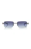 Gucci Horsebit Square-frame Metal Sunglasses In Blue