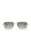 Gucci Horsebit Square-frame Metal Sunglasses In Gray