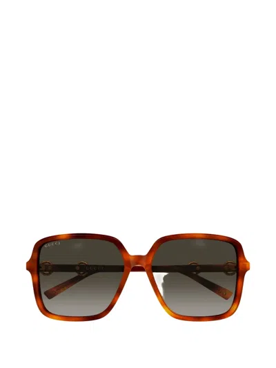 Gucci Horsebit Square-frame Sunglasses In Brown