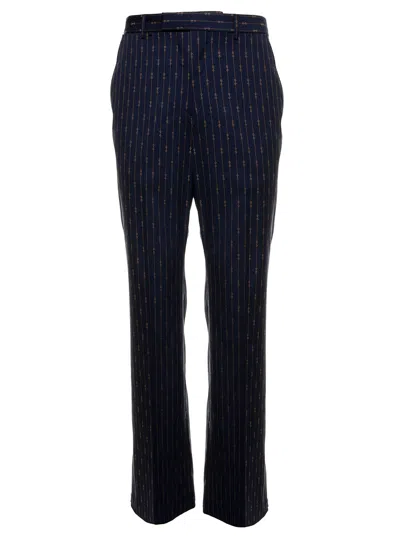 Gucci Horsebit Stripe Pant In Blue