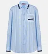 Gucci Horsebit Striped Cotton Shirt In Blue