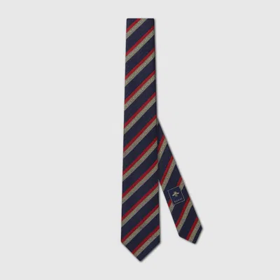 Gucci Horsebit Striped Silk Jacquard Tie In Multi