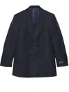Gucci Horsebit Striped Wool Jacket In Blue