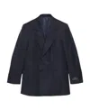 Gucci Horsebit Striped Wool Jacket In Blue