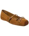Gucci Beige Ballet Shoes With Horsebit And Bow Detail In Gg Canvas Woman