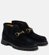Gucci Horsebit Suede Ankle Boots In Black