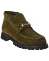 Gucci Sylke Suede Horsebit Booties In Animal Print