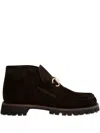 Gucci Women Horsebit Suede Ankle Boots In Brown