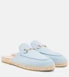 Gucci Horsebit Suede Espadrille Mules In Blue