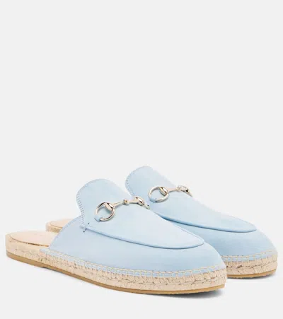 Gucci Horsebit Suede Espadrille Mules