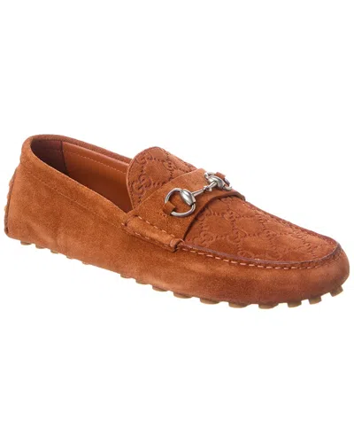 Gucci Horsebit Suede Loafer In Brown