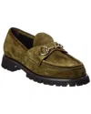 Gucci Horsebit Suede Loafer In Green