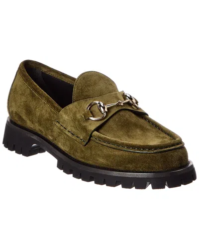 Gucci Horsebit Suede Loafer In Green