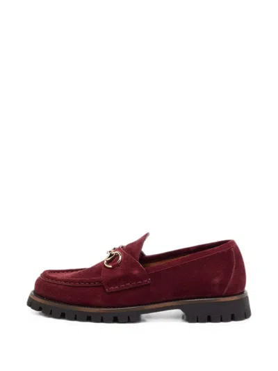 Pre-owned Gucci Horsebit Suede Loafers In 红色
