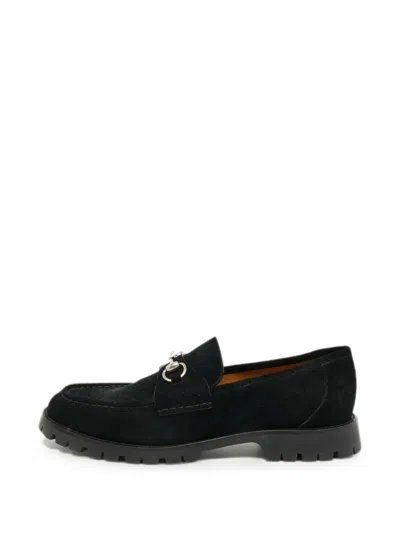 Pre-owned Gucci Horsebit Suede Loafers In Black